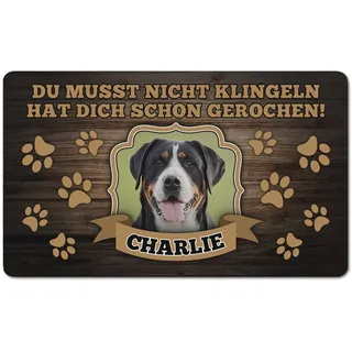 PERSONALISIERTE Fußmatte mit Foto und Namen Lustiger Fußabstreifer; Waschbarer Fußabtreter für Innen und Außen vor der Tür, ins Haus, zum Auto Motiv Hund Hab Dich Schon gerochen [140]