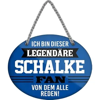 Blechschild ''Ich bin dieser legendäre Schalke Fan (blau)'' 18x14cm Geschenk Lustige Sprüche Feier Vintage Retro Geburtstag Deko Party Überraschung Fan Fußball Mannschaft Verein Bolzen