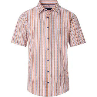Kurzarmhemd CASAMODA "CASAMODA Freizeithemd Kurzarm Print", Herren, Gr. L, Normalgrößen, orange, 100% Baumwolle, bedruckt, comfort fit, Hemden