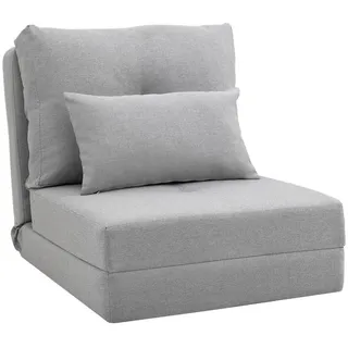 Homcom Schlafsessel 2-in-1 Leinen 60 x 56 x 80 cm Grau mit Kissen