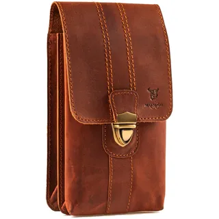 MATADOR Gürteltasche Herren Leder #Malaga XL, Geräumige Handytasche Gürtel mit Doppelfach, Elegante Gürteltasche Herren für Smartphone bis 7,5 Zoll praktisch für Alltag in Braun Vintage