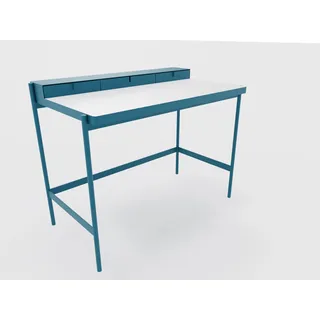 PS 20 Sekretär/Schminktisch Azurblau (RAL 5009) Laminat Weiß