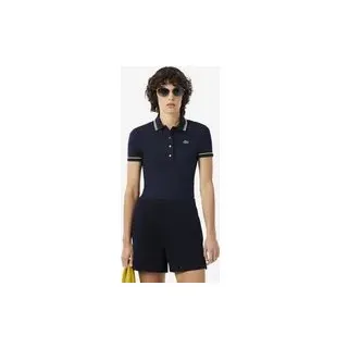 Lacoste L.12.D Rib Kurzarmpolo Damen blau marine/gelb/weiß - 34