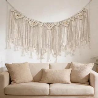 homeily Wandteppich mit Quasten, Blumenkorb, Makramee-wandbehang, Boho-wanddekoration Für Wohnung, Zuhause, Hochzeitskulisse, Schlafzimmer, Wohnzimmer