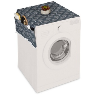 relaxdays Antirutschmatte Waschmaschinenauflage mit Taschen grau|weiß
