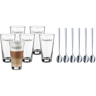 WMF Clever&More Latte Macchiato Gläser Set 12-teilig mit Löffel, Aufrdruck, 280 ml,spülmaschinengeeignet