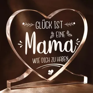 Mama Geschenk – Herz Acryl – Geburtstagsgeschenk für Mama | Geschenk für Mama zum Muttertag, Weihnachten oder Geburtstag für Mutter, Stiefmutter & Bonusmama