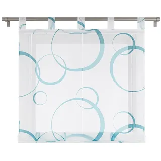 Joyswahl Raffrollo, mit Schlaufen, mit buntes Blasenmuster für Fenster Voile Schlaufenrollo Wohnzimmer blau|grau 80 cm x 150 cm