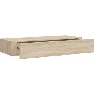 vidaXL Wand Schubladenregal Wandschublade Schweberegal Hängeregal Wandschrank Wandboard Wandregal mit Schublade Eichenoptik 60x23,5x10cm MDF