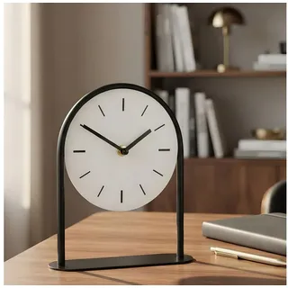 Levandeo® Tischuhr Tischuhr H22cm Schwarz Weiß Metall Vintage Retro Standuhr Deko
