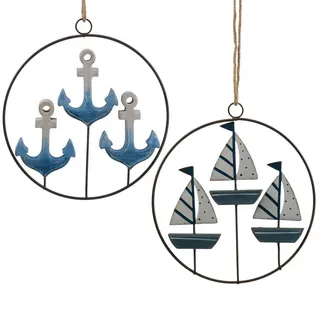 Maritime Deko Metallringe, Segelboote & Anker, Ø18cm, Wanddeko, Fensterschmuck,