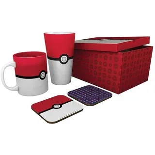 ABYstyle, Tasse, Pokemon Pack : Bicchiere / Tazza / 2 Sottobicchieri Pokeball (4x)