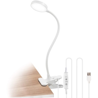 ENUOTEK Dimmbar LED Klemmleuchte Tischlampe Leselampe Nachttischlampe Lampe Laptop mit USB Anschluss und Timing Funktion 4W LED Tageslicht Beleuchtung 5000K