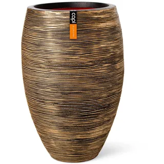 Capi Pflanzgefäß Elegant Deluxe Rib Ø 51 cm x 72 cm Gold-Schwarz