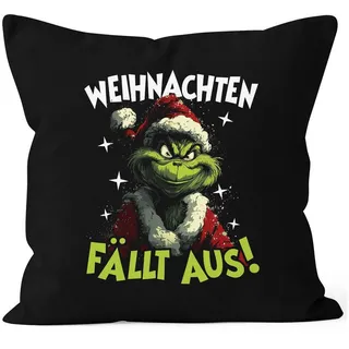MoonWorks Dekokissen Kissenbezug Weihnachten fällt aus Weihnachtsmuffel Anti XMAS schwarz