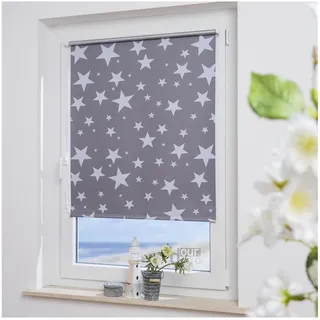 ourdeco® Klemmfix Rollo / 80 x 150 cm (Breite x Höhe) / bedrucktes Motiv Sterne/lichtundurchlässig, verdunkelnd/Klemmen, Rollo für Fenster ohne zu Bohren