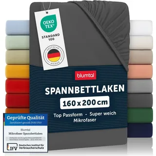 Blumtal Spannbettlaken Mikrofaser 160 x 200 cm Anthrazit