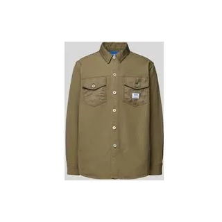 Regular Fit Freizeithemd mit Brustpattentaschen Modell 'Ebrido', Oliv, L