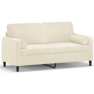 vidaXL 2-Sitzer-Sofa mit Zierkissen Creme 140 cm Samt