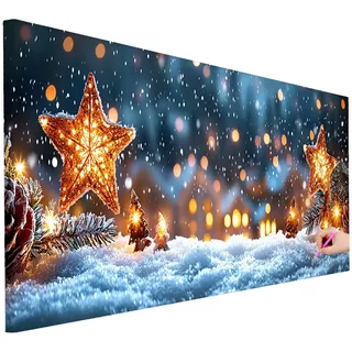 Diamond Painting XXL Groß 100x40cm Diamond Painting Weihnachten Bilder Set 5D Diamant Kunst Schnee Bastelset Erwachsene, DIY Full Diamant Malerei Kreativ Set für Erwachsene für Wanddeko Geschenke K-82