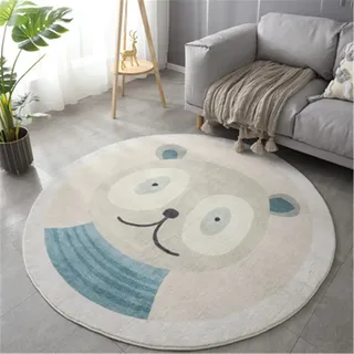 SWECOMZE Kinderteppich Rund Teppich Kinderzimmer Verdicken Kaschmirimitat Weich Karikatur Babymatte rutschfest Groß Spielmatte (Kleiner Bär,80cm)
