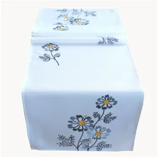 texpot Tischdecke mit Kurbelstickerei Blumen Frühling Sommer (1-tlg) weiß 40 cm x 140 cm