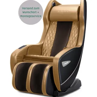 NAIPO Massagesessel, Massagestuhl mit Liegeposition, Bluetooth, Platzsparend braun|schwarz