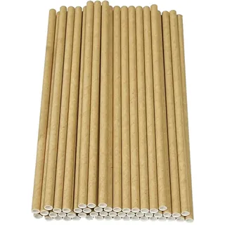 Haobase Papier-Trinkhalme, biologisch abbaubar, für Cocktails, Kaffee, kalte Getränke, Braun, 50 Stück