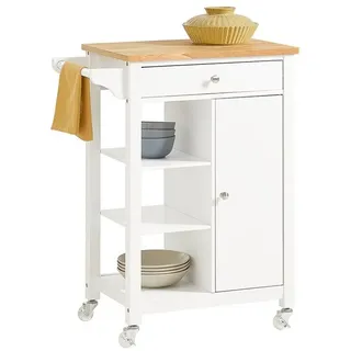 SoBuy Küchenwagen mit 1 Schublade Weiß 67,5x40x86,5cm Modern
