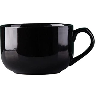 Yi Chen Groß Suppentassen Suppenschüsseln Mit Griffen,700ml Keramik Instant Nudel Schüssel Mikrowelle Frühstück Kaffeetasse Für Milch Cappuccino Tee Haferflocken -schwarz-750ML/25 Oz