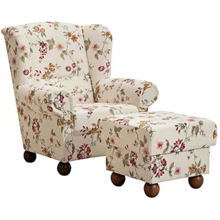 Max Winzer® Ohrensessel Monarch (mit Hocker), im Landhausstil geblümt beige
