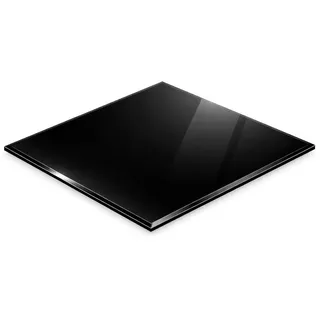 HOOZ Tischplatte aus Glas 80 x 80 x 0,6 cm oder als Funkenschutzplatte für den Kamin (schwarzes Glas, 1 St., ESG-Sicherheitsglas), mit hochwertigem Facettenschliff schwarz 80 cm x 80 cm