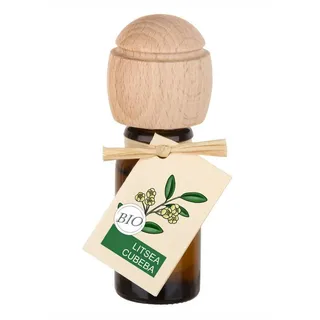 Traumduft-Manufaktur Duftöl Litsea Cubeba Bio (1-St), Piccolino Duftöl Raumduft mit Buchenholzkopf Bioöl 10 ml weiß