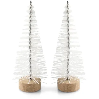 Netuno 2X Mini Weihnachtsbaum 8 cm Weiß Glitzer, Kleiner Tannenbaum Deko | Glitzernde Weihnachtsdeko für Fensterbank, Regal & Adventskranz – Miniatur zum Basteln, Modellbau, Puppenhaus, Geschenkidee