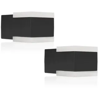 smartwares Außenwandleuchte Aluminium 7,5x7 cm 2er Set spritzwassergeschützt Schwarz