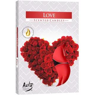 Duft Teelichter/Duftkerzen - Love - Rosen Duft - Brenndauer 4 Stunden - 6 Stück