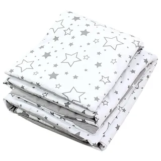 TupTam Kinder Gemusterte Bettdecken Set Ganzjahresdecke Bettdecke Kopfkissen Flachkissen 2tlg., Farbe: Graue Galaxie, Größe: 135x100 cm