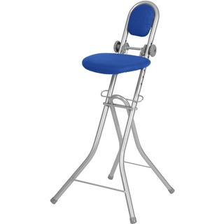 Ribelli Bügelstehhilfe Stehhilfe Stehstuhl 6-Fach höhenverstellbar klappbar Bügelstuhl Stehsitz ergonomisches Sitzen - Stehsitz zum Bügeln mit Rückenlehne (blau)