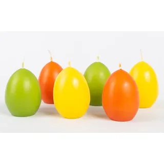 INNA-Glas Ostereier Kerzen LEONITA, gelb-orange-grün, 6cm, 4,5cm, 7h