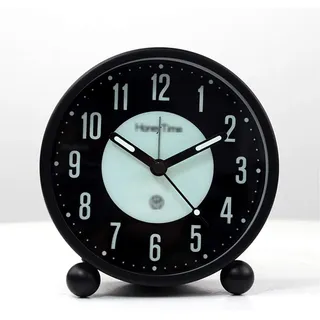 Digitalwecker, Rund, Analog, Lautlos, Nicht Tickend, Leuchtend, Batteriebetrieben, Batteriebetrieben, Dekorativ Für Den Nachttisch, Retro (schwarz) Digitaluhr (color : Black1)