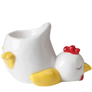 Eierbecher 4er Set Eierbecher aus Keramik mit Huhn, entzückendes Frühstücksgeschirr, spülmaschinengeeignet | Lustige Tier-Dekorationen