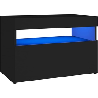 vidaXL Nachttisch mit LED-Leuchten Nachtschrank Nachtkonsole Nachtkommode Schlafzimmer Schrank Kommode Beistelltisch Schwarz 60x35x40cm Holzwerkstoff