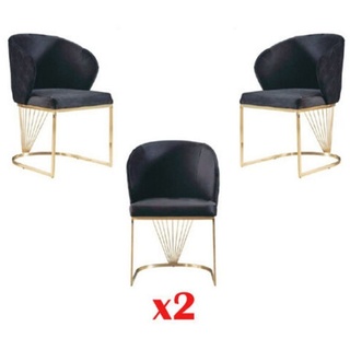 JVmoebel Loungesessel, Stuhl 2x Stühle Gruppe Set Wohn Esszimmer Garnitur Holz Modern schwarz
