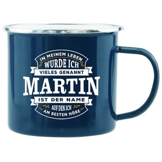 HTI-Living Becher Echter Kerl Emaille Becher Martin, Emaille, Kaffeetasse Teetasse Männergeschenk blau