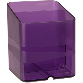 Exacompta 67719D 10er Pack Premium Stiftehalter Pen-Cube mit 2 Fächern für mehr Ordnung auf dem Schreibtisch Stifteköcher Stiftebox Aufbewahrungsbox Organizer violett transluzent