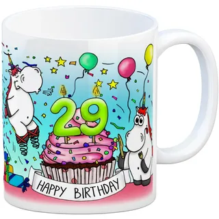 trendaffe - Honeycorns Tasse zum 29. Geburtstag mit Muffin und Einhorn Party