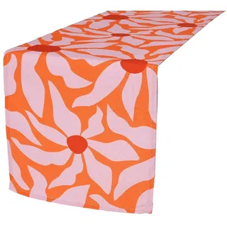 Tischläufer KINA, 32 x 140 cm - Orange - Pink - Polyester - Blumenmuster