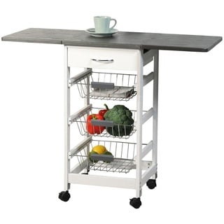 Kesper Küchenwagen Küchenwagen -Servierwagen mit 2 ausklappbare Arbeitsplatten weiß/grau grau|weiß
