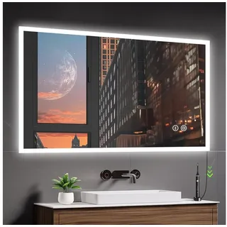 Dripex Badspiegel Badspiegel mit LED-Licht und Touchschalter, Warm/Kalt/Neutral-Licht Ø 0 cm x 80 cm x 120 cm
