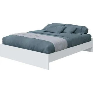 Habitdesign, Bettgestell für Doppelbett – stabiles und modernes Bettgestell in Artik weiß, geeignet für 160 x 190 cm Matratzen, Maße: 166 x 196 x 39 cm (B x T x H), Modell Ethna (ohne Lattenrost)